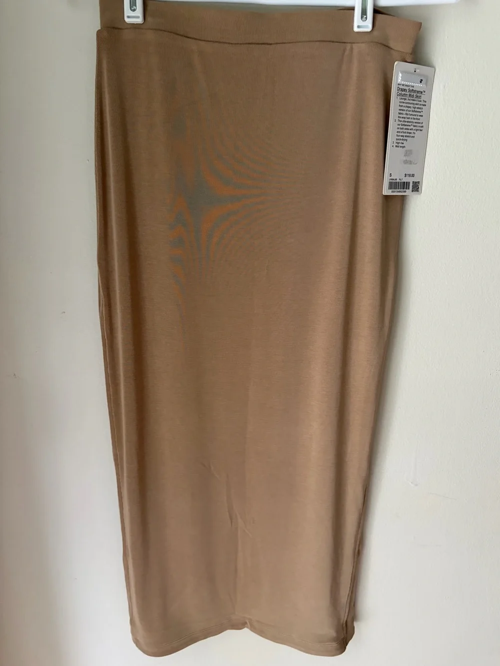 51. Size Small LULULEMON Sand Softstreme Column Midi Skirt NEW